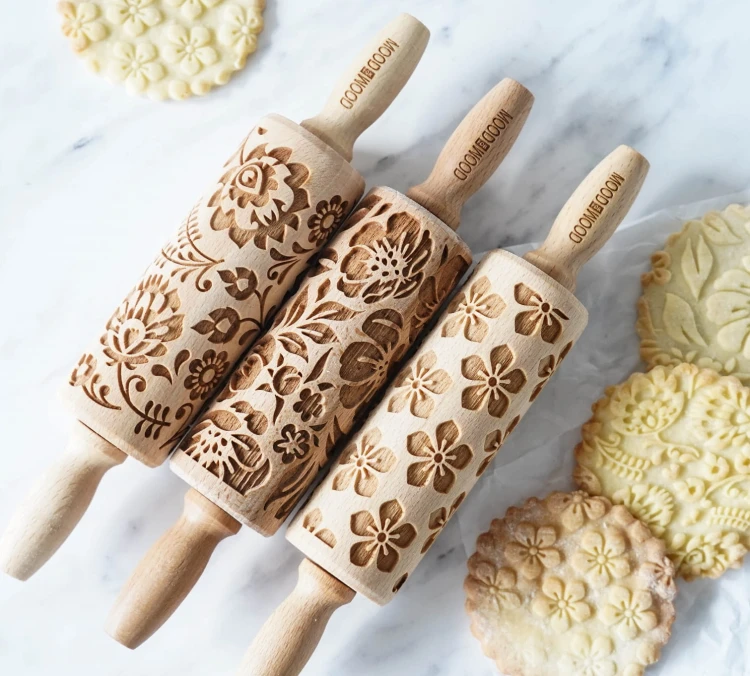 Set of three wooden rolling pins for cookies - from Mood for Wood