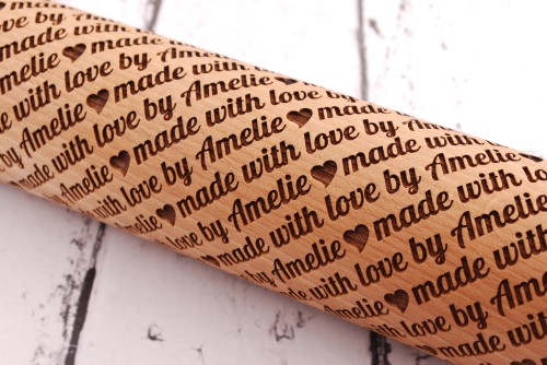 Personalized laser engraved rolling pin with YOUR name
