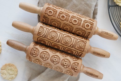 Set of three wooden rolling pin for cookies - vintage style - from Mood for Wood