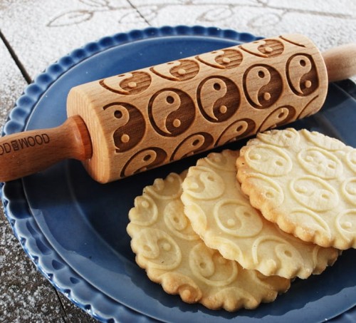 Mini wałek laserowo grawerowany - yin-yang