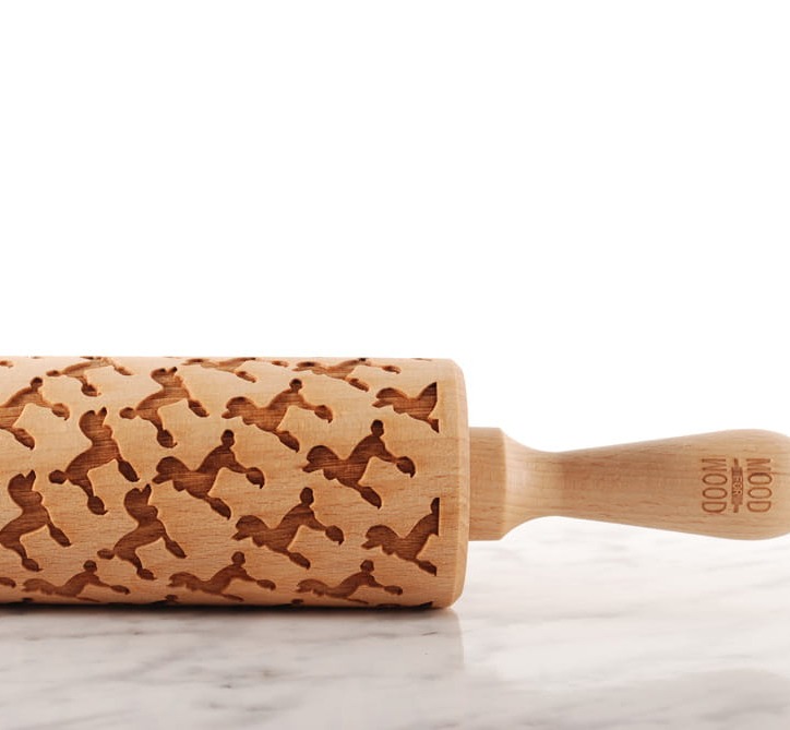 Engraved wooden rolling pin Poodle – crisp cookie pattern
