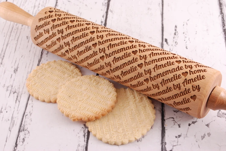 Personalized wooden rolling pin - from Mood for Wood