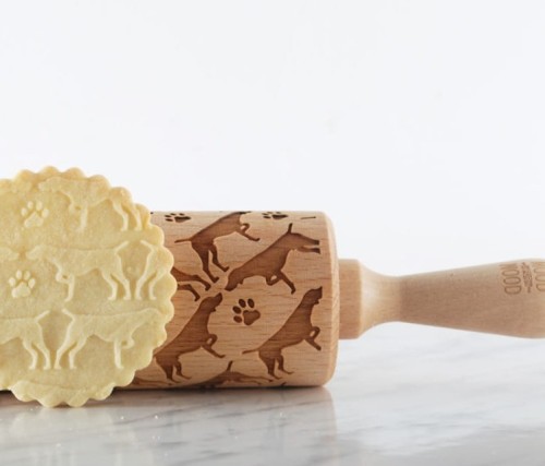 Laser engraved rolling pin with dogs - from Mood for Wood