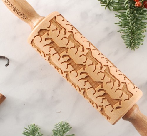 Mini wałek do ciastek laserowo grawerowany w konie