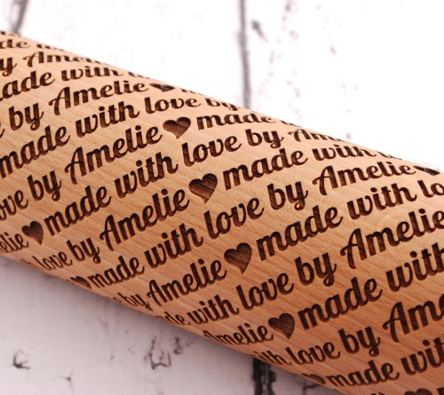 Personalized laser engraved rolling pin with YOUR name