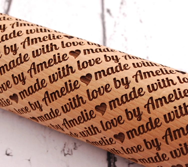 Personalized laser engraved rolling pin with YOUR name