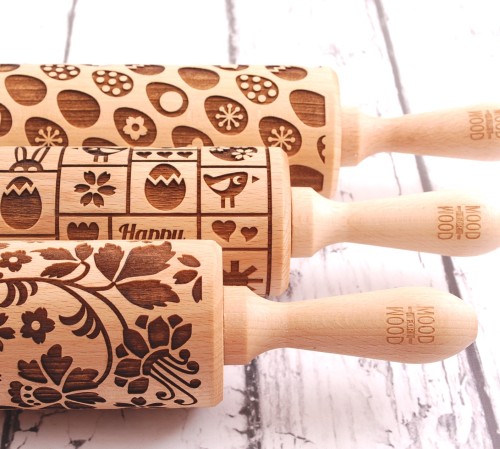 Set of 3 wooden rolling pins for Easter