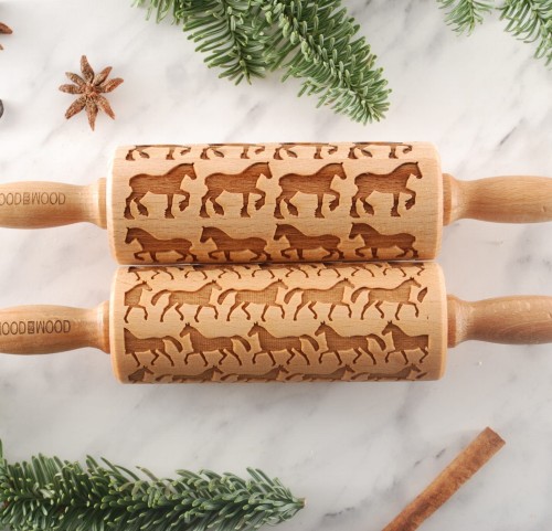 Set of two mini rolling pins with horses