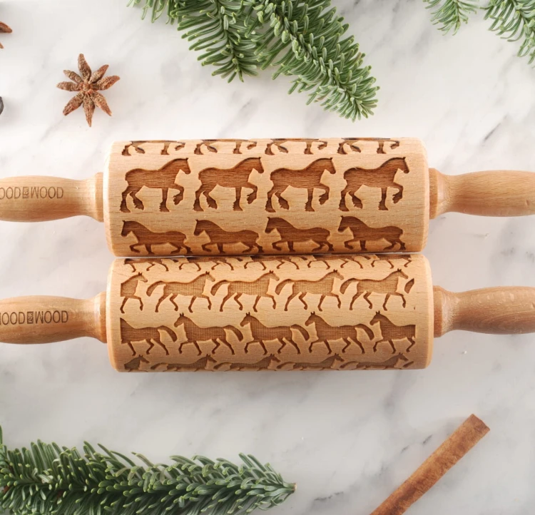 Set of two mini rolling pins with horses