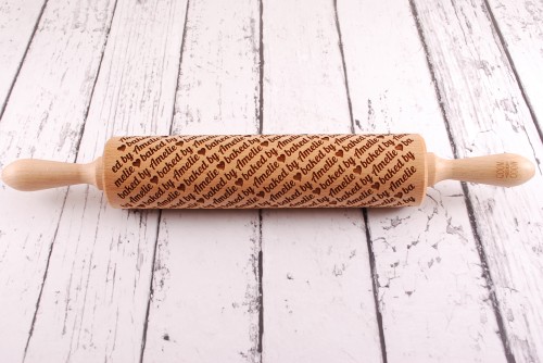 Wooden embossing rolling pin for cookies