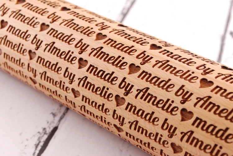 Wooden personalized rolling pin for cookies - with name