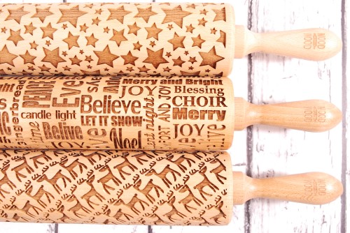 Set of rolling pins, Christmas designs