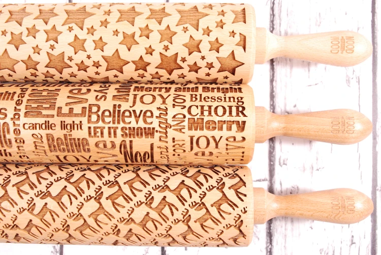 Set of rolling pins, Christmas designs